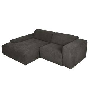 Ecksofa Lordelo 1,5-Sitzer mit Longchair Cordstoff Licia: Anthrazit - Longchair davorstehend links