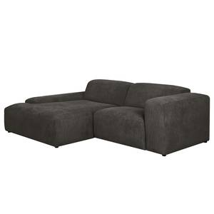 Ecksofa Lordelo 1,5-Sitzer mit Longchair Cordstoff Licia: Anthrazit - Longchair davorstehend links