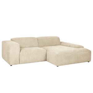 Ecksofa Lordelo 1,5-Sitzer mit Longchair Cordstoff Licia: Beige - Longchair davorstehend rechts