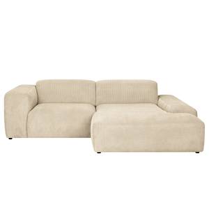 Ecksofa Lordelo 1,5-Sitzer mit Longchair Cordstoff Licia: Beige - Longchair davorstehend rechts