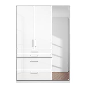 Armoire à portes battantes Homburg I Blanc alpin brillant - Largeur : 136 cm - Avec portes miroir