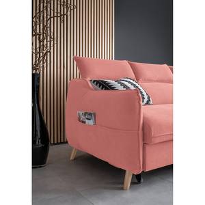 Divano angolare Huesca con chaise longue Velluto Mohini: rosa chiaro - Longchair preimpostata a destra