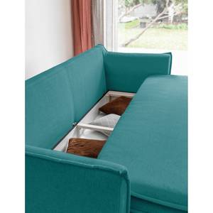 Repose-pieds BIANDO avec pieds en bois Tissu Neli: Turquoise