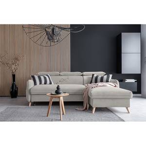 Hoekbank Huesca met chaise longue Velours Mohini: Grijs - Longchair vooraanzicht rechts