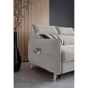 Hoekbank Huesca met chaise longue Velours Mohini: Grijs - Longchair vooraanzicht rechts