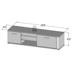 TV-Lowboard Tooma Hochglanz Schwarz / Walnuss Dekor