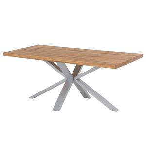 Table Arcon Chêne massif / Fer - Chêne / Acier inoxydable - 100 x 180 cm