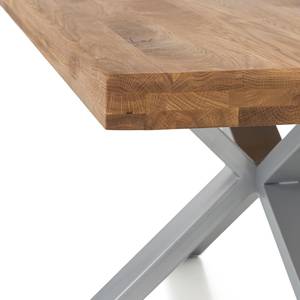 Table Arcon Chêne massif / Fer - Chêne / Acier inoxydable - 100 x 180 cm
