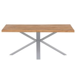 Table Arcon Chêne massif / Fer - Chêne / Acier inoxydable - 100 x 240 cm