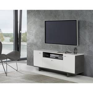 Meuble TV Kamaria I Gris - Blanc - Bois manufacturé - 140 x 59 x 41 cm