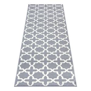 Tapis de couloir Glam Polypropylène - Blanc / Gris clair - 80 x 300 cm