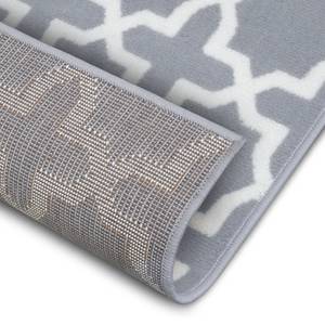 Tapis de couloir Glam Polypropylène - Blanc / Gris clair - 80 x 400 cm