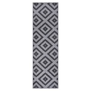 Tapis de couloir Malta Polypropylène - Argenté / Gris - 80 x 350 cm