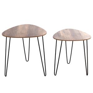 Tables gigognes Messina (2 éléments) Imitation chêne foncé / Noir - Noir