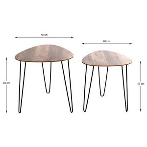Tables gigognes Messina (2 éléments) Imitation chêne foncé / Noir - Noir