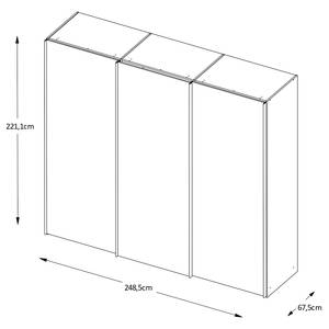 Armoire à portes coulissantes Sinfonie D Imitation chêne de Sonoma - 249 x 222 cm - Basic - Argenté