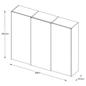 Zweefdeurkast Sinfonie Plus type D Sonoma eikenhouten look - 298 x 240 cm - Basic - Zilver