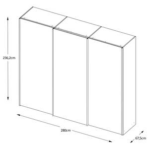 Zweefdeurkast Sinfonie Plus type D Wit - 280 x 240 cm - Classic - Zilver