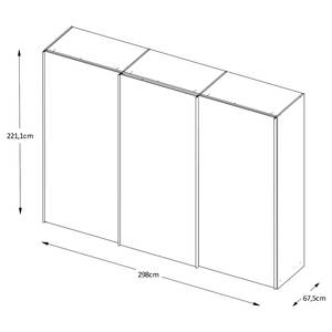 Schwebetürenschrank Sinfonie Plus Typ D Eiche Sonoma Dekor - 298 x 222 cm - Classic - Silber