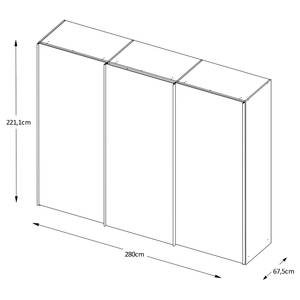 Zweefdeurkast Sinfonie Plus type D Wit - 280 x 222 cm - Comfort - Zilver