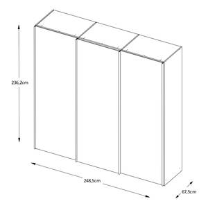 Schwebetürenschrank Sinfonie Plus Typ D Eiche Artisan Dekor - 249 x 240 cm - Basic - Silber