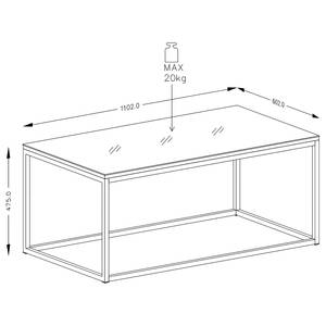 Salontafel Habas glas/metaal - Grijs/zwart