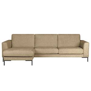 Ecksofa Luton mit Longchair Webstoff Enola: Beige