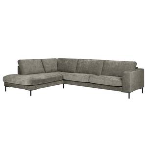 Ecksofa Luton mit Ottomane Chenille Alita: Grau - Ottomane davorstehend links