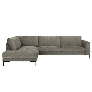 Ecksofa Luton mit Ottomane Chenille Alita: Grau - Ottomane davorstehend links