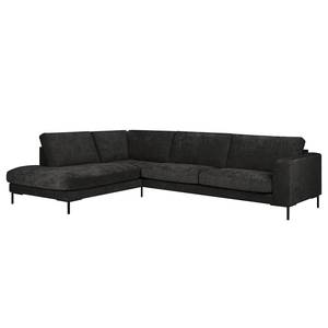 Ecksofa Luton mit Ottomane Chenille Alita: Anthrazit - Ottomane davorstehend links