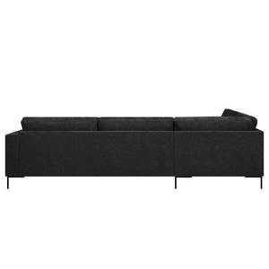 Ecksofa Luton mit Ottomane Chenille Alita: Anthrazit - Ottomane davorstehend links