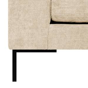 Ecksofa Luton mit Ottomane Chenille Alita: Creme - Ottomane davorstehend rechts