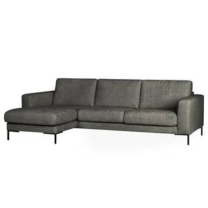 Hoekbank Luton met chaise longue Geweven stof Enola: Grijs