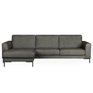 Ecksofa Luton mit Longchair Webstoff Enola: Grau