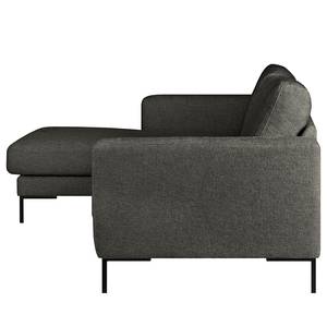 Hoekbank Luton met chaise longue Geweven stof Enola: Grijs