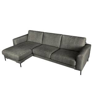 Ecksofa Luton mit Longchair Webstoff Enola: Grau