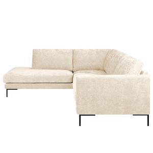 Ecksofa Luton mit Ottomane Chenille Alita: Creme - Ottomane davorstehend links