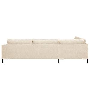 Ecksofa Luton mit Ottomane Chenille Alita: Creme - Ottomane davorstehend links