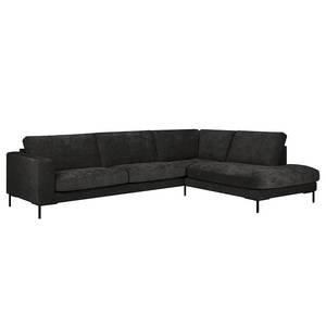 Ecksofa Luton mit Ottomane Chenille Alita: Anthrazit - Ottomane davorstehend rechts