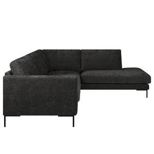 Ecksofa Luton mit Ottomane Chenille Alita: Anthrazit - Ottomane davorstehend rechts