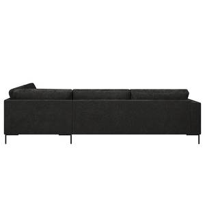 Ecksofa Luton mit Ottomane Chenille Alita: Anthrazit - Ottomane davorstehend rechts