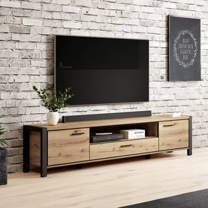 Tv-meubel Margaret River Grandson eikenhouten look/mat zwart - Breedte: 210 cm