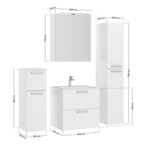 Badezimmerset MYBA XVI (4-teilig) Inklusive Beleuchtung - Matt Weiß - Breite: 120 cm