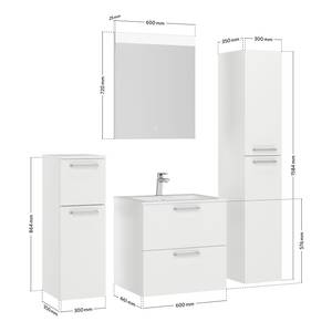 Badezimmerset MYBA XIV (4-teilig) Inklusive Beleuchtung - Matt Weiß - Breite: 120 cm