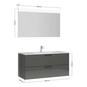 Badezimmerset MYBA XI (2-teilig) Inklusive Beleuchtung - Hochglanz Grau - Breite: 120 cm