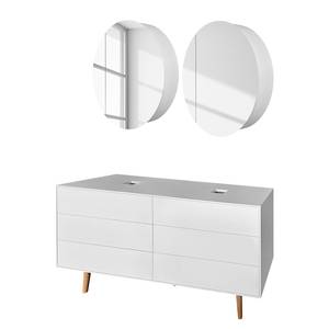 Set di 3 mobili da bagno LINDHOLM C Rovere parzialmente massello - Bianco