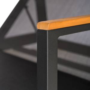 Chaise longue DALY Noir - Marron - Métal - Textile - En partie en bois massif - 71 x 48 x 195 cm