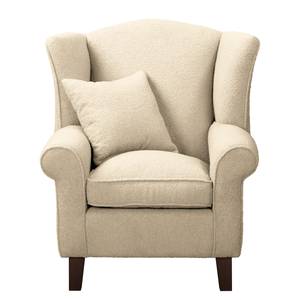 Oorfauteuil Colmar Bouclé Stof Nola: Beige - Met hocker