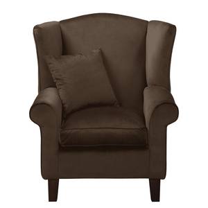 Oorfauteuil Colmar Velours Vaia: Donkerbruin - Met hocker