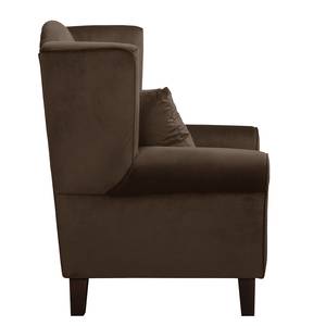 Fauteuil à oreilles Colmar Velours Vaia: Marron foncé - Avec repose-pieds